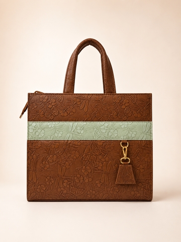 Sage & Brown Floral Tote