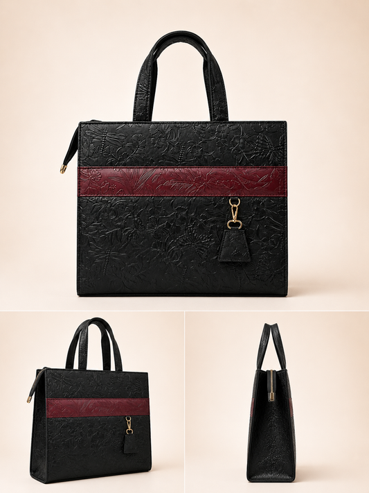 Black & Red Floral Tote