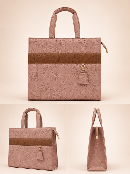Pink & Brown Floral Tote