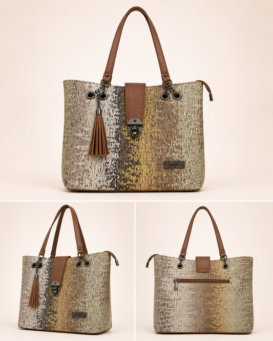 Olive Brown Jute Tote