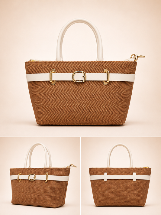 Brown & Ivory Fashion Hand Bag