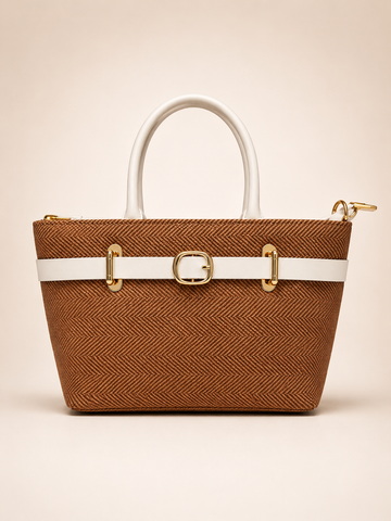 Brown & Ivory Fashion Hand Bag