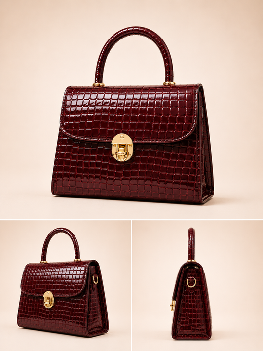 Burgundy Croc Bag