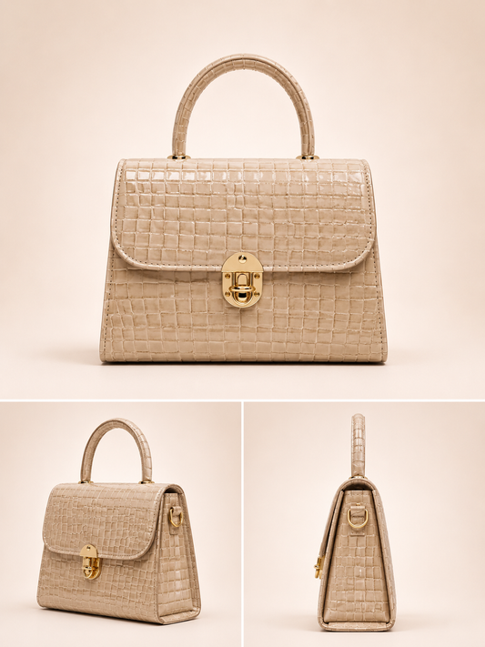 Beige Croc Bag