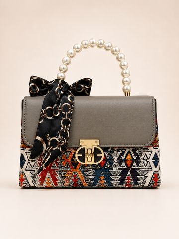 Taupe Tribal Ivory Bag