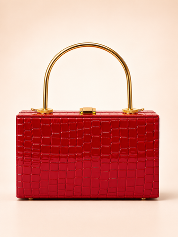Ruby Red Croc Clutch
