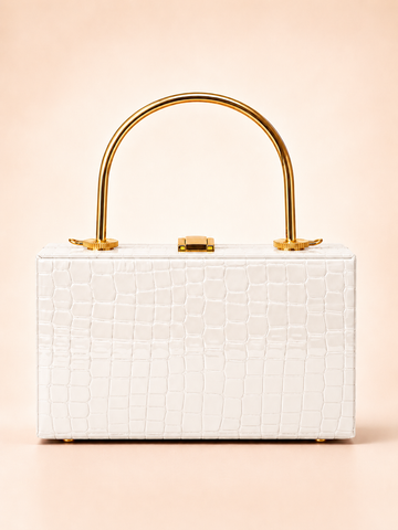 Ivory White Croc Clutch